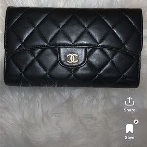 Chanel quilted trifold wallet